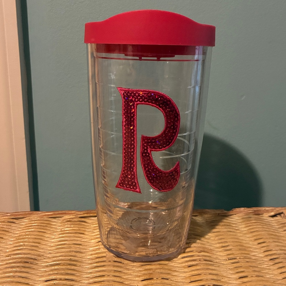 Tervis Red Monogram Tumbler with Lid 16oz